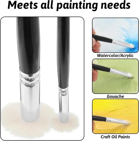6PCS Stencil Brushes for Painting, Natural Wool Bristle Dome Art Brushes in Kuwait