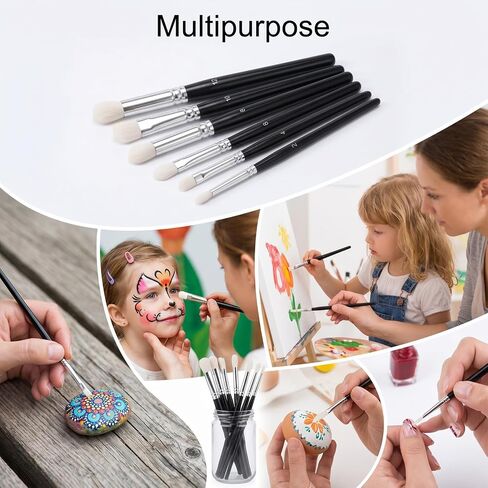 6PCS Stencil Brushes for Painting, Natural Wool Bristle Dome Art Brushes in Kuwait