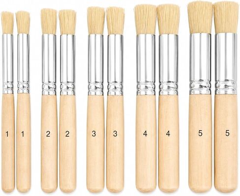 10 Pcs Stencil Brush Set, Natural Bristle, 5 Sizes in Kuwait