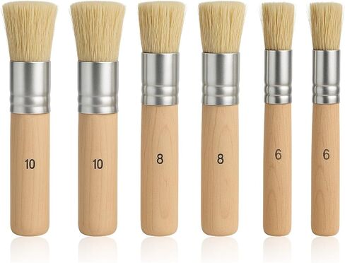 Stencil Brush, 6Pcs Wooden Natural Bristle Stencil Brushes for Painting in Kuwait