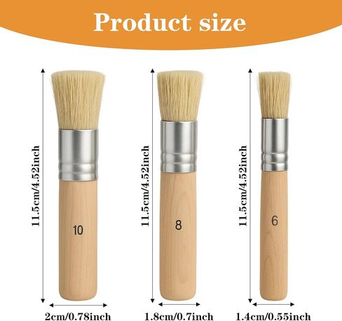 Stencil Brush, 6Pcs Wooden Natural Bristle Stencil Brushes for Painting in Kuwait