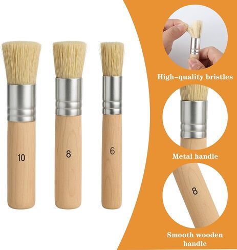 Stencil Brush, 6Pcs Wooden Natural Bristle Stencil Brushes for Painting in Kuwait