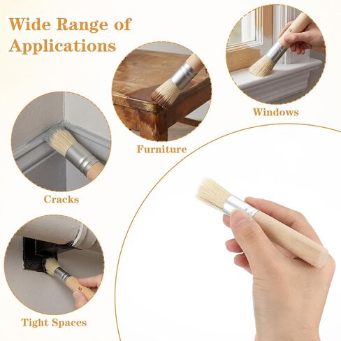 Stencil Brush, 6Pcs Wooden Natural Bristle Stencil Brushes for Painting in Kuwait
