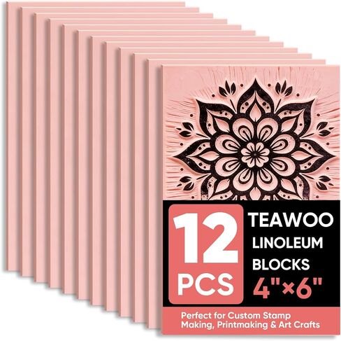 TEAWOO 12Pcs Linoleum Blocks for Printmaking, 4"x6" Premium Rubber Stamps in Saudi Arabia