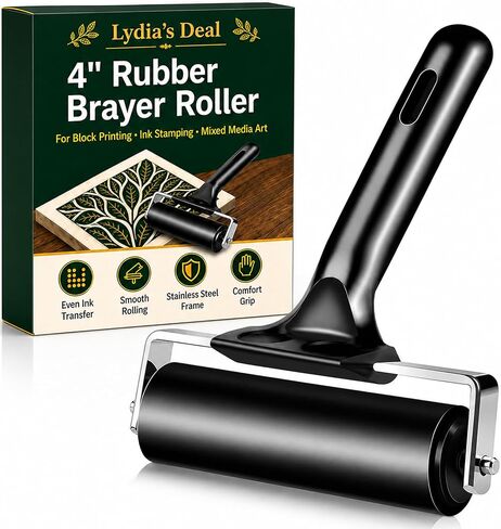Rubber Brayer Roller, 4 Inch Block Printing Tool for Crafts, Art & Stamping in Saudi Arabia