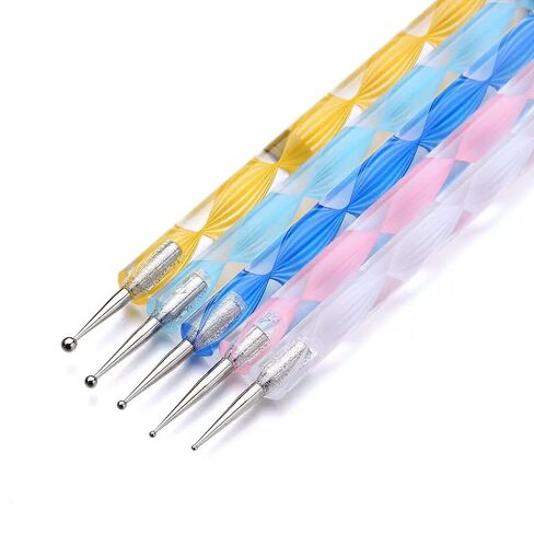 5Pcs Dual-Ended Silicone Nail Sculpting & Dotting Tool Set, Professional Gel Nail Smoothing Brushes & Rhinestone Placement Pens for 3D Embossing, Detail Decoration & Salon DIY Manicure in Saudi Arabia
