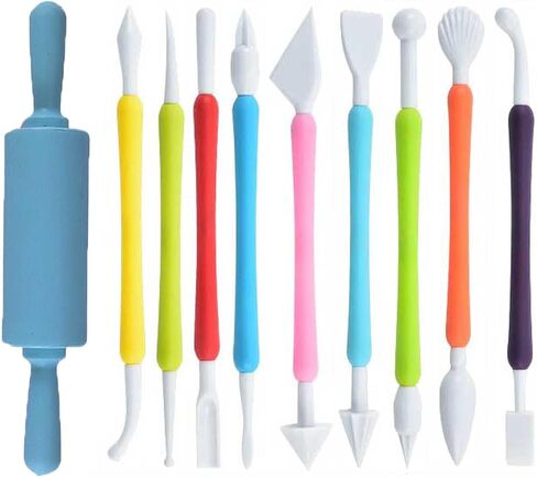 Langqun 10 Pcs Air Dry Clay Tools for Kids and Adults,Polymer Clay Tools,Pottery Tools Kit,Sculpting and Modeling in Kuwait
