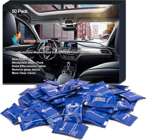 100 قطعة سائل غسيل الزجاج الأمامي للسيارة، أقراص نظيفة مركزة، صيغة جديدة لسائل ممسحة الزجاج الأمامي قرص فوار صلب. إزالة البقع الزجاجية، رؤية واضحة (استخدم مع مزيل الجليد أو الميثانول لفصل الشتاء). in Kuwait