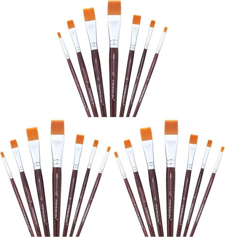 Transon Flat Paint Brush Set 3pcs for Acrylic Watercolor Gouache Oil and Body Painting in Saudi Arabia