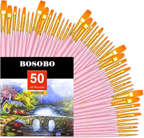 BOSOBO Paint Brushes Set, 20 Pcs Small Paint Brush Kit Round Flat Tip Nylon Hair, for Acrylic Painting, Watercolor, Oil Painting, Kids Face Nail Art Canvas Rock Craft, Art Supplies, Blue in Kuwait