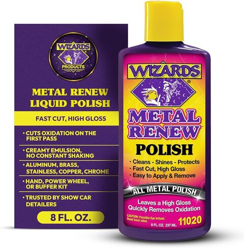 Wizards Metal Polish Cream Metal Renew - Cleans, Shines and Protects All Metals - Cream Fast-Cut Polish and Stainless Steel Cleaner - High Gloss Metal Polish - 8 oz in Saudi Arabia