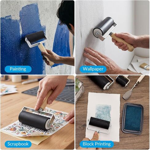 3 Pack Rubber Brayer Roller, 1.4"/2.4"/3.7" Art Craft Rollers with Scraper in Saudi Arabia