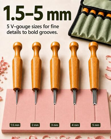 Linocut Carving Tools Set 5 Pcs: Linoleum Cutter V-Shaped Gouge Chisels in Saudi Arabia