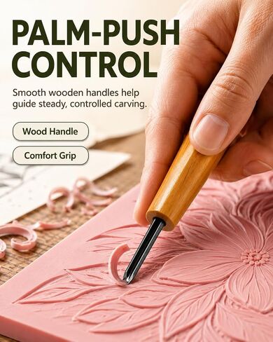 Linocut Carving Tools Set 5 Pcs: Linoleum Cutter V-Shaped Gouge Chisels in Saudi Arabia