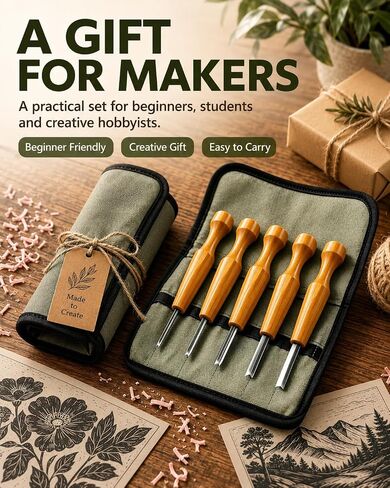 Linocut Carving Tools Set 5 Pcs: Linoleum Cutter V-Shaped Gouge Chisels in Saudi Arabia