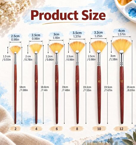 12 Pcs Fan Paint Brush, Fan Brush for Painting in Kuwait