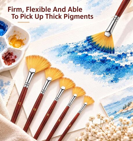 12 Pcs Fan Paint Brush, Fan Brush for Painting in Kuwait
