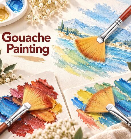 12 Pcs Fan Paint Brush, Fan Brush for Painting in Kuwait