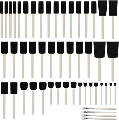 فرشاة الاستنسل المستديرة وفرشاة الرغوة الصغيرة مع رغوة عالية الكثافة 50pcs لصياغة صغيرة (5/16 "، 1/2" ، 3/4 "، 1" ، 1-1/2 "، 2") ... in Kuwait