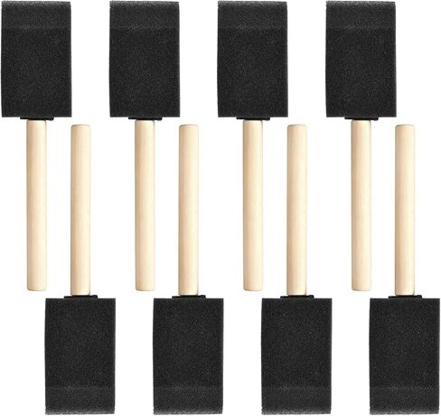 8 Pack Foam Paint Brushes, 1.6 Inch Width, Black, Wooden Handle in Kuwait