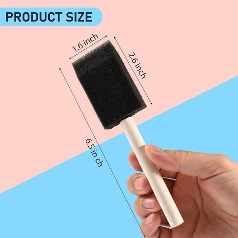 8 Pack Foam Paint Brushes, 1.6 Inch Width, Black, Wooden Handle in Kuwait