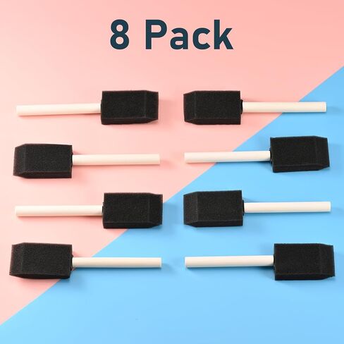 8 Pack Foam Paint Brushes, 1.6 Inch Width, Black, Wooden Handle in Kuwait