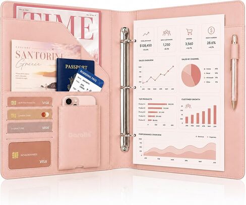 Business/Resume Portfolio Folder Binder, Padfolio with 3 Ring Binder, Interview/Conference/Legal Document Portfolio Organizer, Leather Portfolio Padfolio for Women/Men - RG in Kuwait