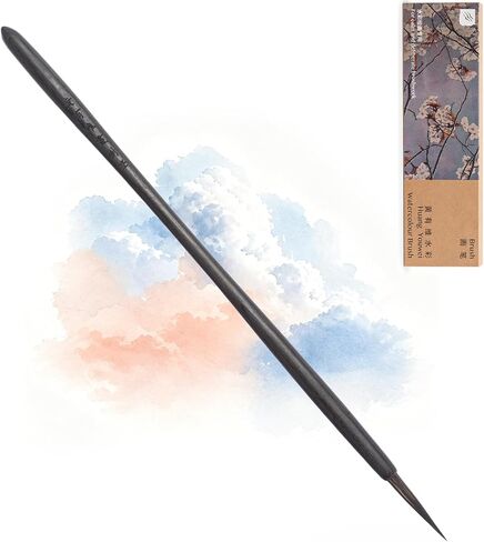 × Huang Youwei Watercolor Rigger Brush, Nylon-Wool Blend Drybrush, for Ultra-Fine Linework, Tree Branch, Water Ripple & Architectural Detailing, Artist Grade for Watercolor Gouache Acrylic in Kuwait