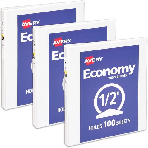 ملف Avery Economy View 3 حلقات، حلقات دائرية 0.5 بوصة، 1 مجلد أبيض (05706) in Kuwait