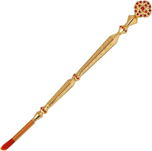 8.07 Inch Orthodox Anointing Oil Brush, Gold Zinc Alloy Red Rhinestone Cross Embossed Holy Incense Brush for Eastern Orthodox Home Altar Church Prayer Ritual Supplies in Saudi Arabia