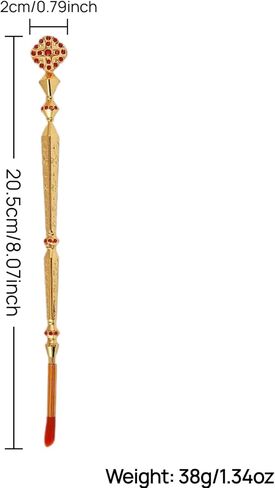8.07 Inch Orthodox Anointing Oil Brush, Gold Zinc Alloy Red Rhinestone Cross Embossed Holy Incense Brush for Eastern Orthodox Home Altar Church Prayer Ritual Supplies in Saudi Arabia