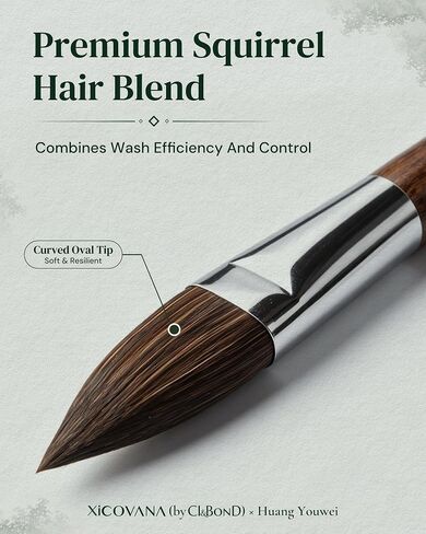 × Huang Youwei Cat Tongue Watercolor Brush, Premium Squirrel Hair Blend, Superior Water Retention for Washes, Landscapes & Detail Work, Smooth Glide for Artists & Beginners in Kuwait