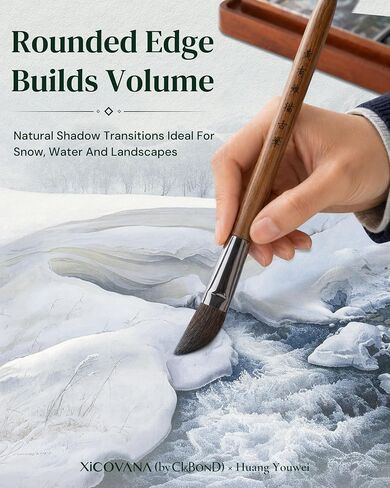 × Huang Youwei Cat Tongue Watercolor Brush, Premium Squirrel Hair Blend, Superior Water Retention for Washes, Landscapes & Detail Work, Smooth Glide for Artists & Beginners in Kuwait
