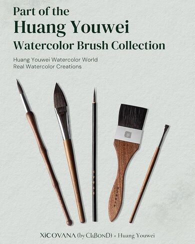 × Huang Youwei Cat Tongue Watercolor Brush, Premium Squirrel Hair Blend, Superior Water Retention for Washes, Landscapes & Detail Work, Smooth Glide for Artists & Beginners in Kuwait