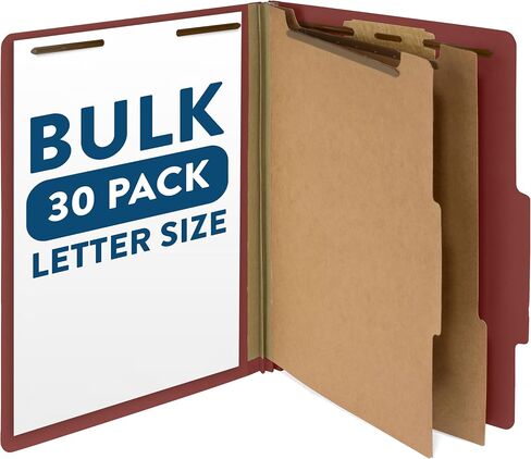 10 Red Classification Folders - 2 Divider - 2 Inch Tyvek Expansions - Durable 2 Prongs Designed to Organize Standard Medical Files, Law Client Files, Office Reports - Letter Size, Red, 10 Pack in Kuwait