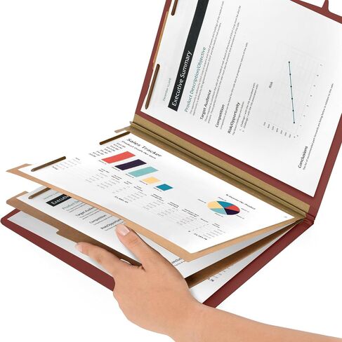 10 Red Classification Folders - 2 Divider - 2 Inch Tyvek Expansions - Durable 2 Prongs Designed to Organize Standard Medical Files, Law Client Files, Office Reports - Letter Size, Red, 10 Pack in Kuwait