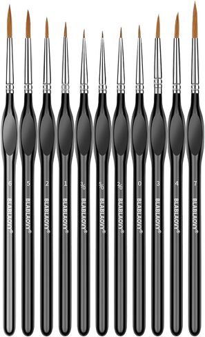 11 Pcs Detail Paint Brushes with Triangular Handles for Acrylic, Model, Art in Kuwait