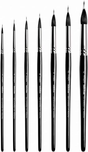 ARTEGRIA Watercolor Brush Set, 7 Extended Tip Needle Point Round Brushes in Kuwait