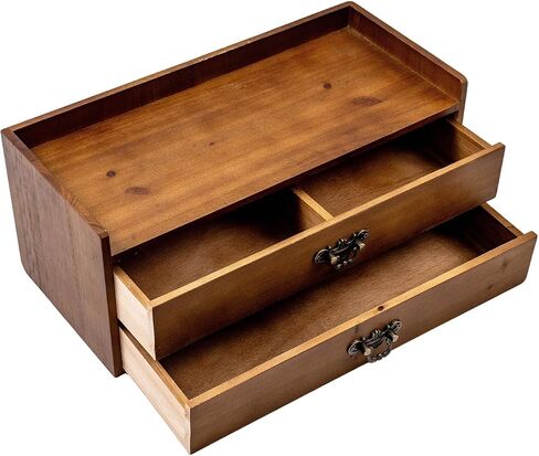 Farmhouse Wood Desktop Mail Organizer Desk Mail Organizer with 2-Slot Desktop Mail Sorter Mail Holder Desk File Organizer Bill Paper Folder Office Desk Accessories Rustic Office Supplies Home Decor in Kuwait