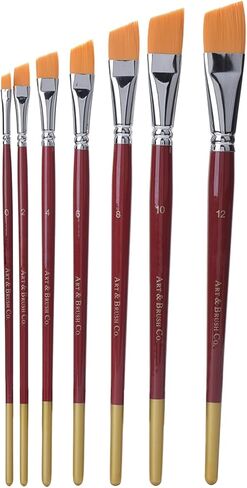 Nylon Hair Painting Brush Oblique Flat Tipped Artist Paint Brushes in Kuwait