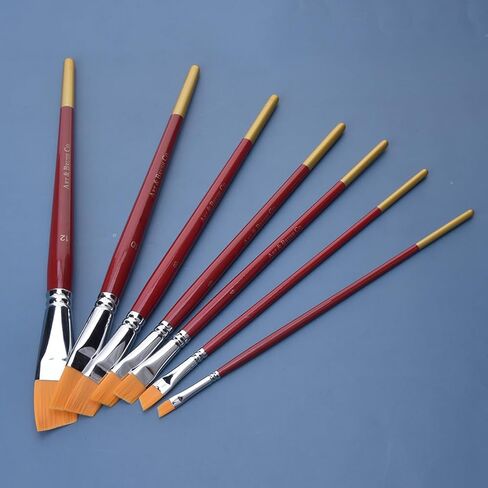 Nylon Hair Painting Brush Oblique Flat Tipped Artist Paint Brushes in Kuwait