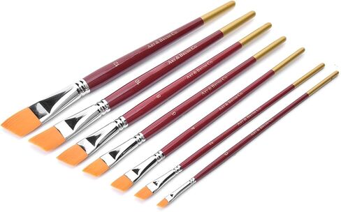 Nylon Hair Painting Brush Oblique Flat Tipped Artist Paint Brushes in Kuwait