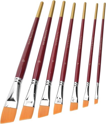 Nylon Hair Painting Brush Oblique Flat Tipped Artist Paint Brushes in Kuwait