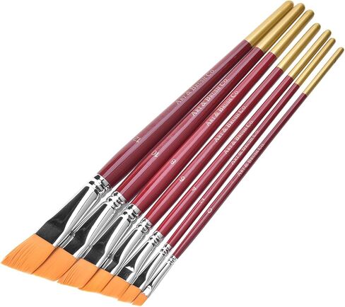Nylon Hair Painting Brush Oblique Flat Tipped Artist Paint Brushes in Kuwait