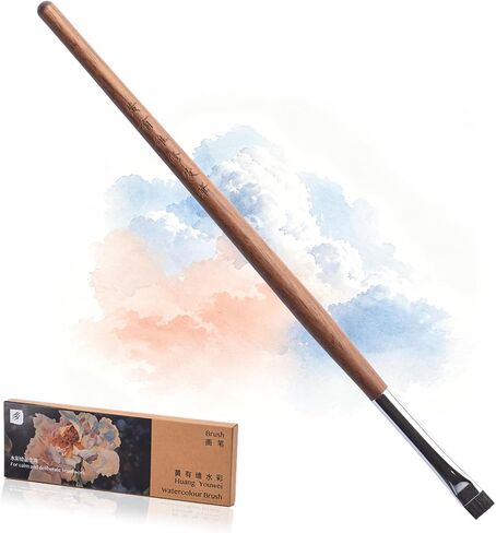 × Huang Youwei Watercolor Lifting Brush, Black Walnut Handle, Precision Nylon Bristle for Pigment Correction, Edge Softening, Highlight Retouching, Tonal Tuning, Studio & Plein Air Painting in Kuwait