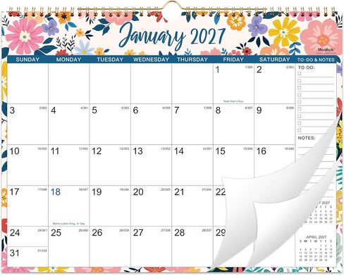 2023-2024 Wall Calendar – Jul 2023 - Dec 2024, 18 Months Hanging Monthly Calendar Planner, 14.8" x 11.57", Twin-Wire Binding, Julian Dates, Large Block, Notes, To-do List, Thick Paper, Perfect for Organizing in Kuwait