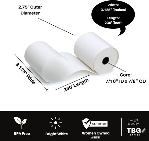 3 1/8" x 230' Thermal Paper Rolls - BPA FREE – MADE IN USA - Receipt paper rolls – Point of Sale Cash Register - Thermal printer paper - Credit Card Paper - for POS systems (1 Case - 30 Rolls) in Kuwait