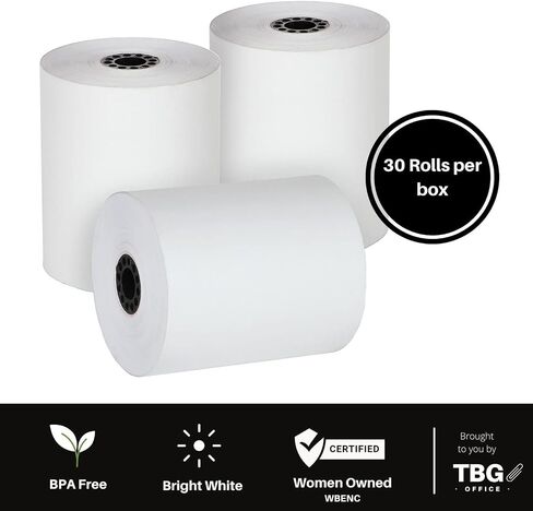 3 1/8" x 230' Thermal Paper Rolls - BPA FREE – MADE IN USA - Receipt paper rolls – Point of Sale Cash Register - Thermal printer paper - Credit Card Paper - for POS systems (1 Case - 30 Rolls) in Kuwait