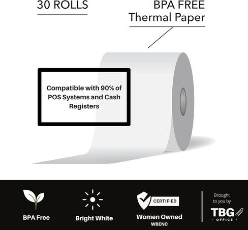 3 1/8" x 230' Thermal Paper Rolls - BPA FREE – MADE IN USA - Receipt paper rolls – Point of Sale Cash Register - Thermal printer paper - Credit Card Paper - for POS systems (1 Case - 30 Rolls) in Kuwait
