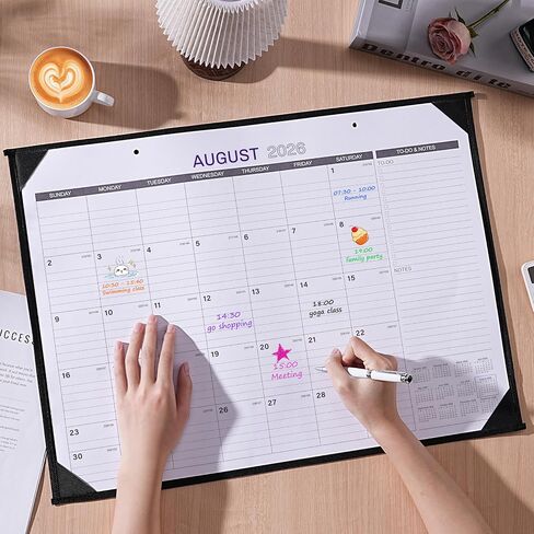 2023-2024 Desk Calendar - 18 Months Large Desk/Wall Calendar, 17" x 12", Jul. 2023 - Dec. 2024, Desk Calendar 2023-2024 with Corner Protectors, Ruled Blocks, Easy Planning - Black Flower in Kuwait